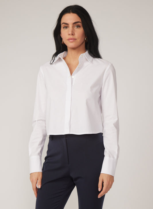 Gilner Farrar - Madilyn Blouse in White Cotton Stretch Poplin