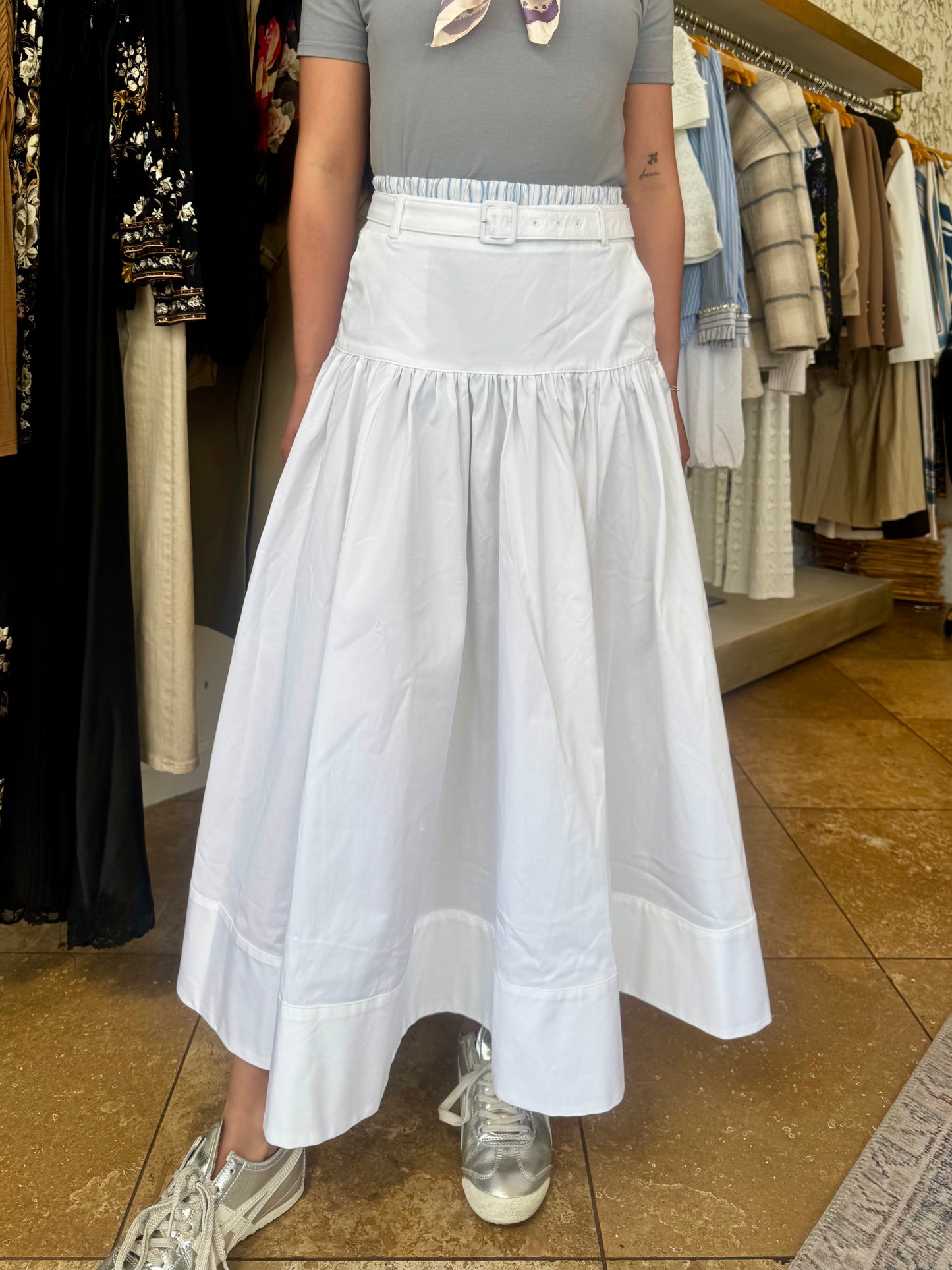 Cinq à Sept - Peri Skirt in White Stripe