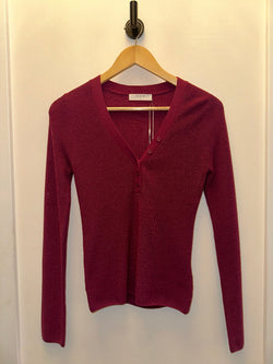 One Grey Day - Sloane Cashmere V-Neck in Currant