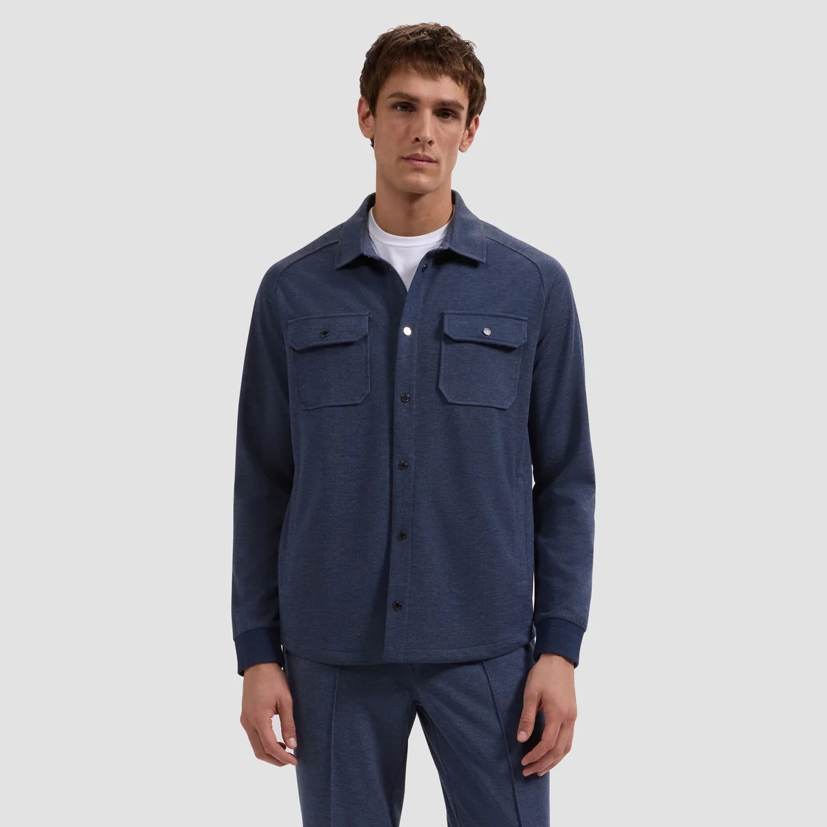Bugatchi - Soft Touch™ Melange Knit Shirt in Navy