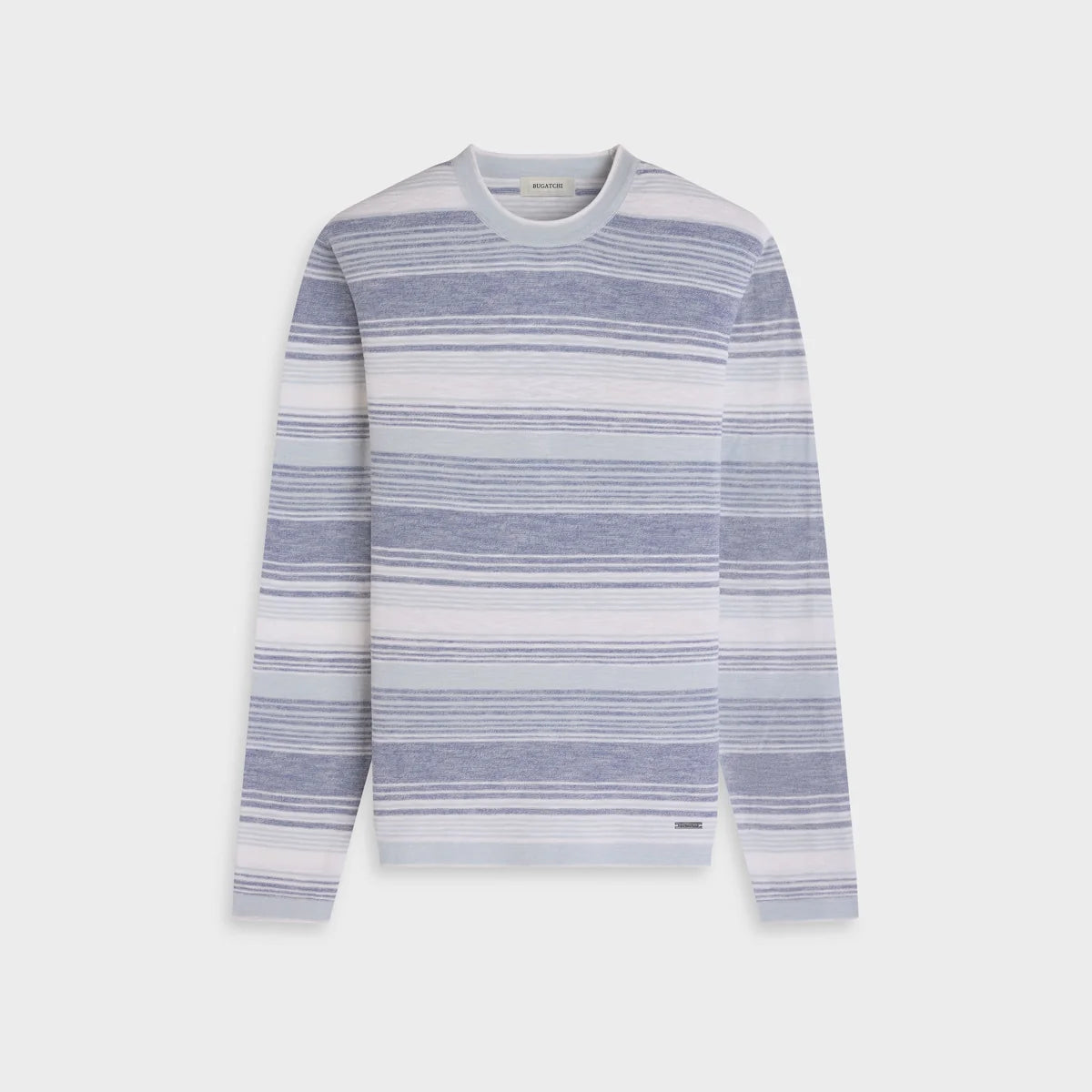 Bugatchi - Textured Stripe Crewneck Sweater in Cobalt