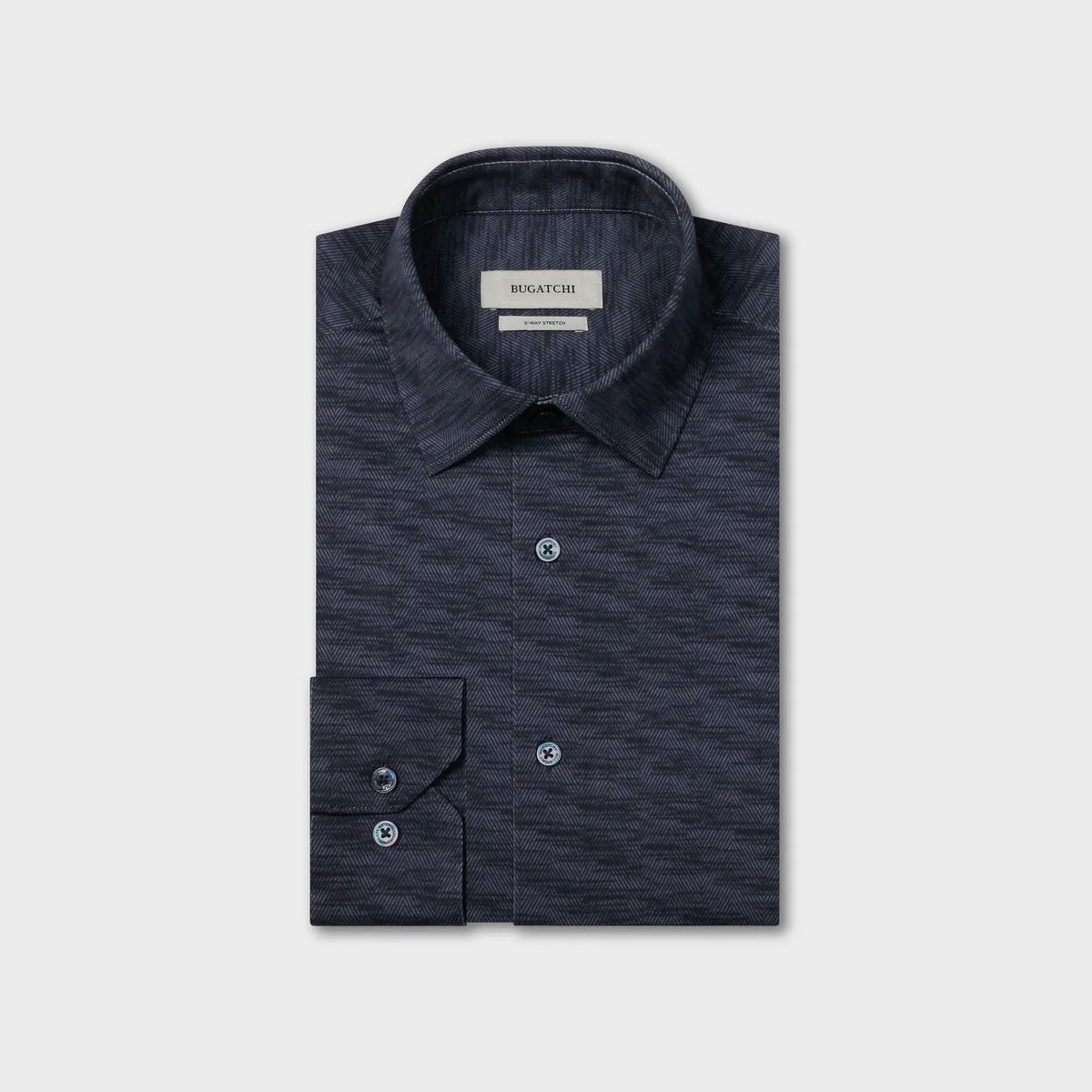 Bugatchi - James OoohCotton® Herringbone Shirt in Navy