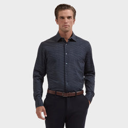 Bugatchi - James OoohCotton® Herringbone Shirt in Navy
