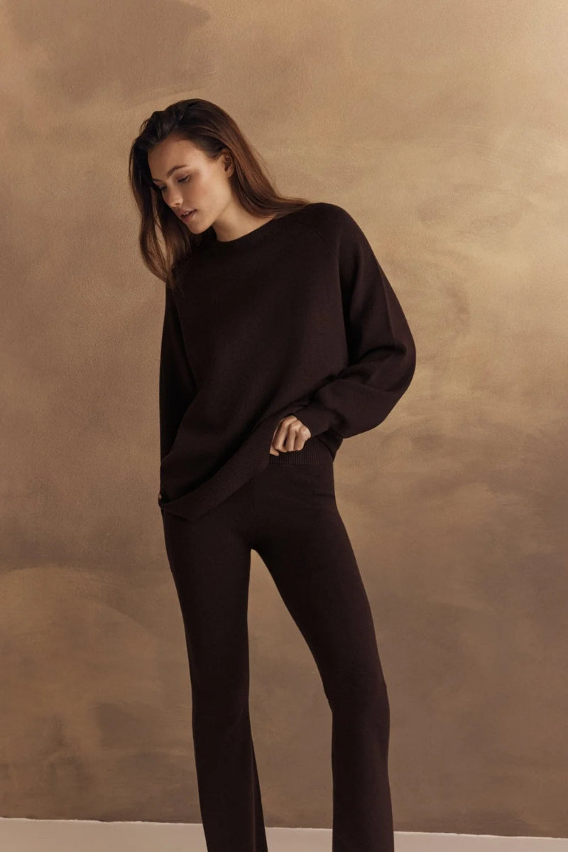 Lune - Olly Kick Flared Pants in Espresso