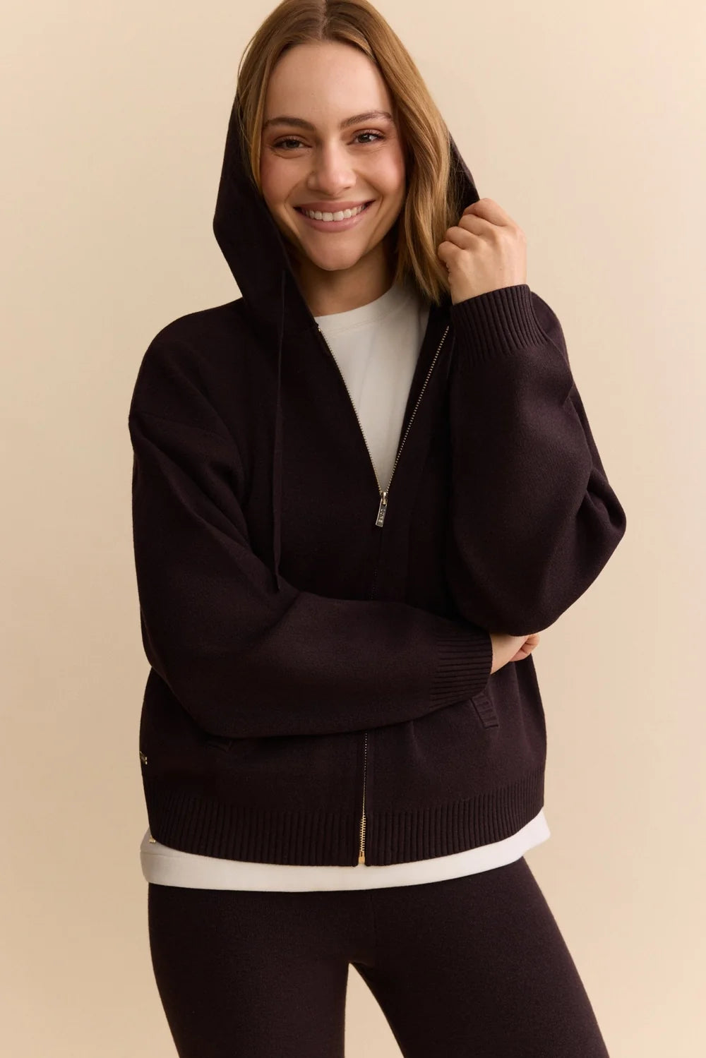 Lune - Olly Zip Up Hoodie in Espresso