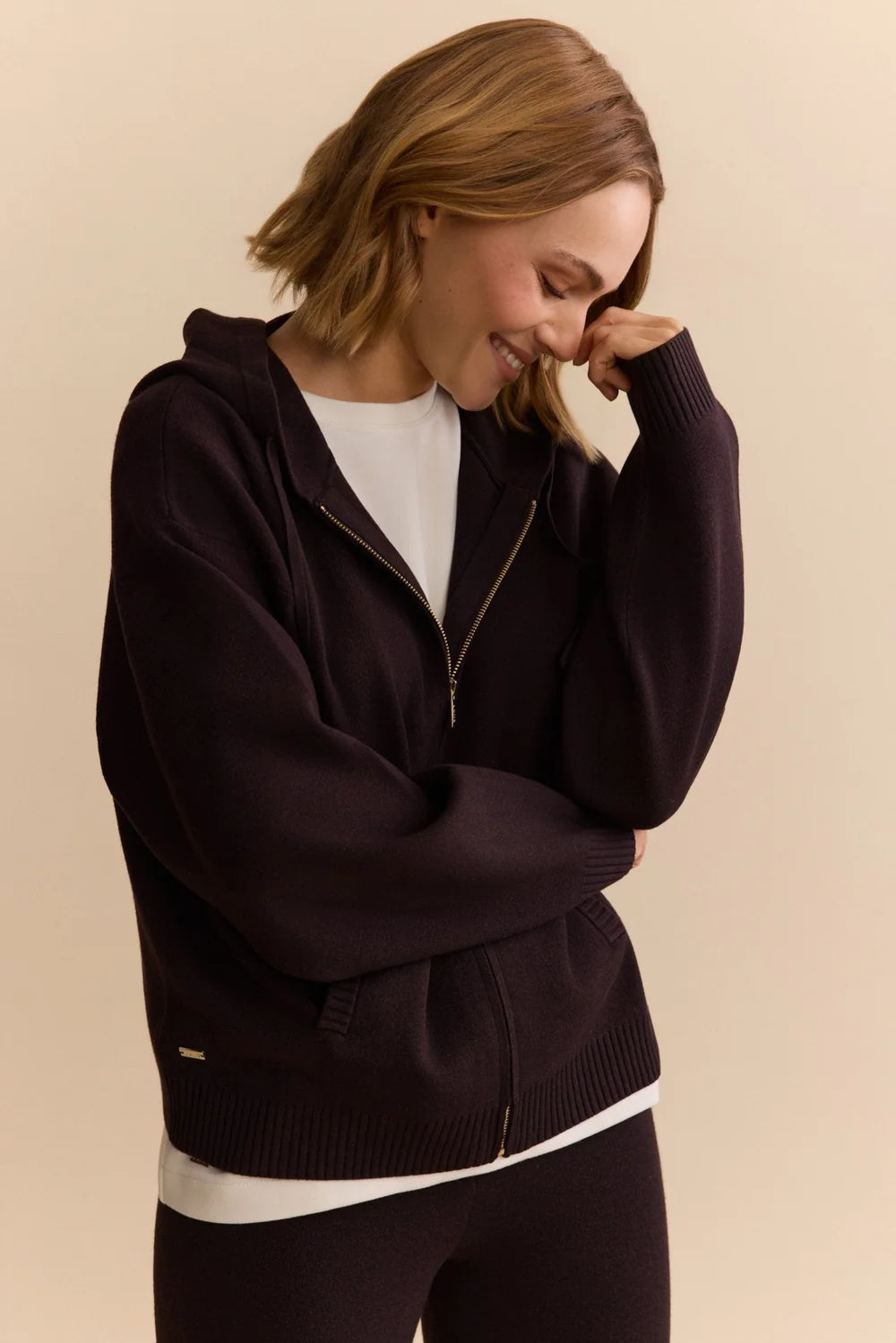 Lune - Olly Zip Up Hoodie in Espresso