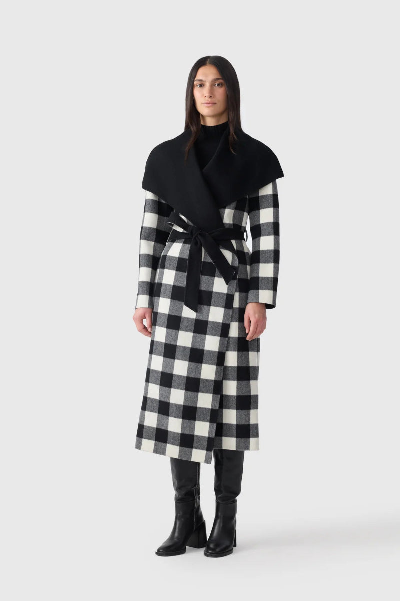 Mackage - Ladies Light Wool Coat in Black Caramel Plaid