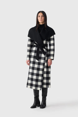 Mackage - Ladies Light Wool Coat in Black Caramel Plaid