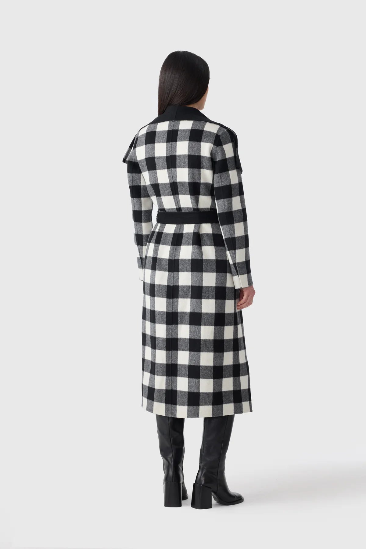 Mackage - Ladies Light Wool Coat in Black Caramel Plaid