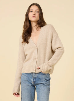 One Grey Day - Aster Cashmere Cardigan in Oatmeal