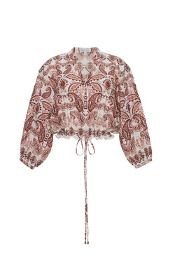 Cara Cara - Perrin Top in Palm Paisley Ivory