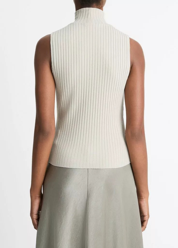 Vince - Rib Sleeveless Turtleneck in Pale Dove