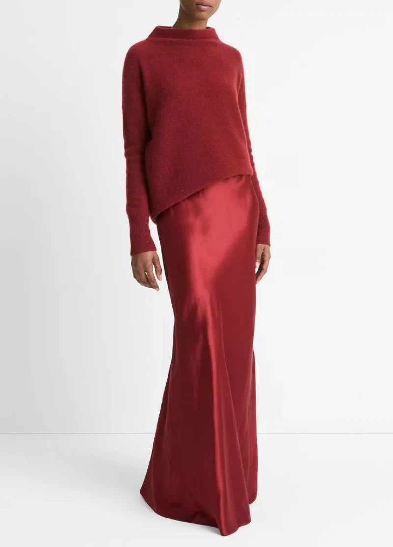 Vince. - Satin Maxi Skirt in Ruby Ink