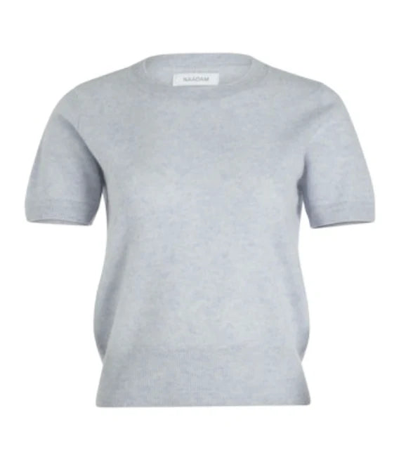 Naadam - Cashmere Short Sleeve Cropped Pullover in Mist