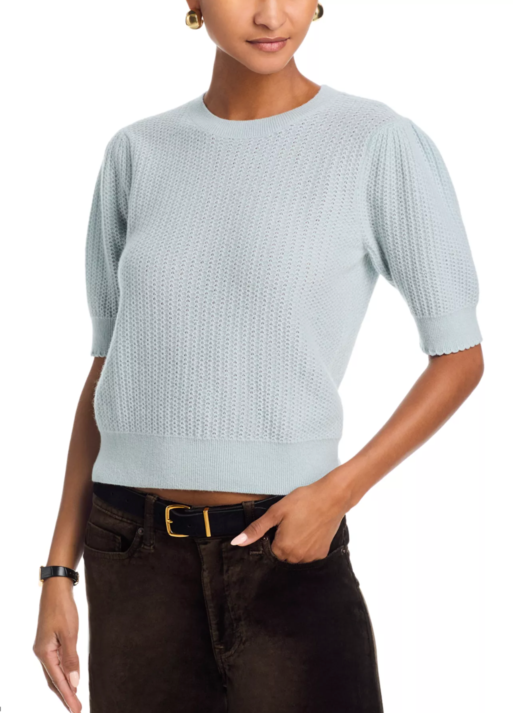 Frame - The Chain Pointelle Sweater in Sky Blue