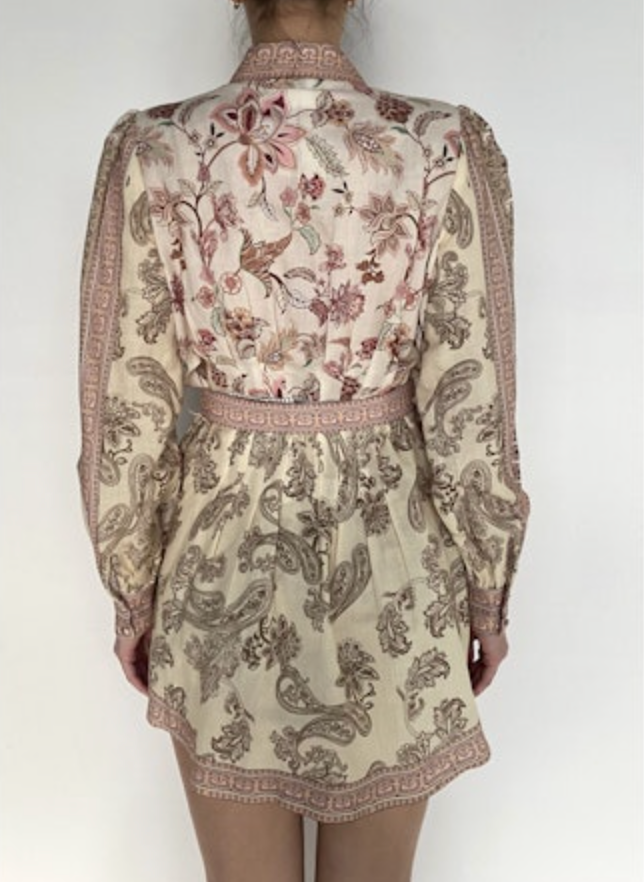 Hemant & Nandita - Short Dress with Buckle Belt in Multicolor