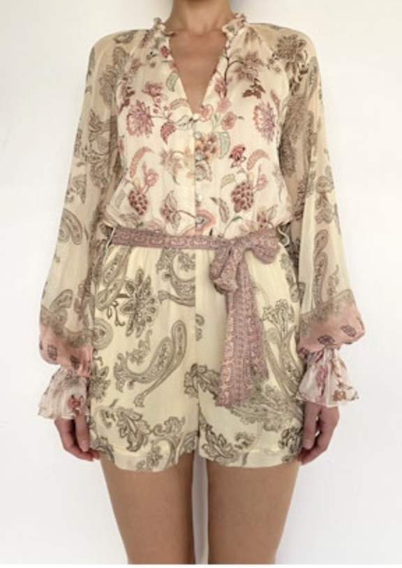 Hemant & Nandita - Romper with Tie Up Belt in Multicolor