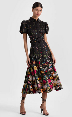 alice + olivia - Henrietta Full Flare Midi Dress With Belt