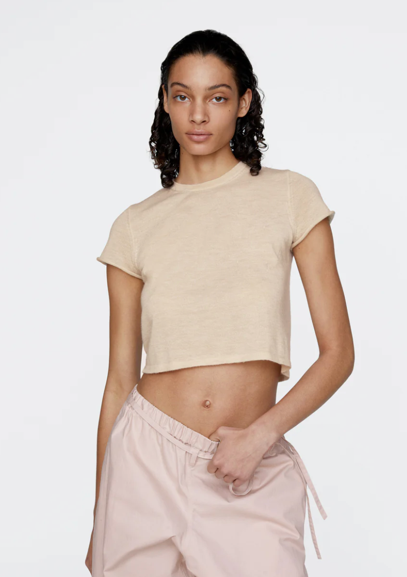 ATM - Cashmere Cropped Spring Top in Cream