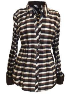 Beluva - Webster Check Top in Chocolate