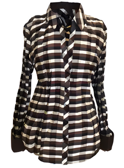 Beluva - Webster Check Top in Chocolate