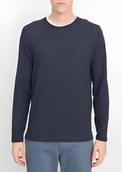 Vince - Men's Slub Pima Cotton Double-Layer Long Sleeve T-Shirt