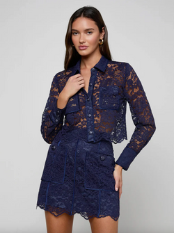 ROELLE LACE PIPING CRPD BTNDWN