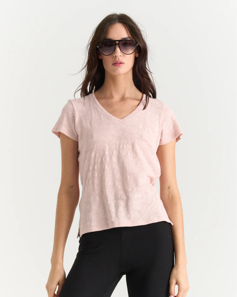 ATM - Slub Jersey V-Neck in Faded Rose