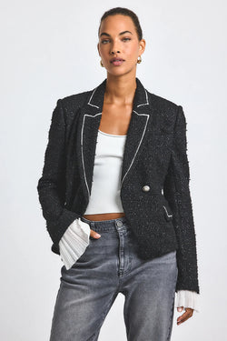 Derek Lam 10 Crosby - Estelise Galaxy Tweed Blazer in Black Silver