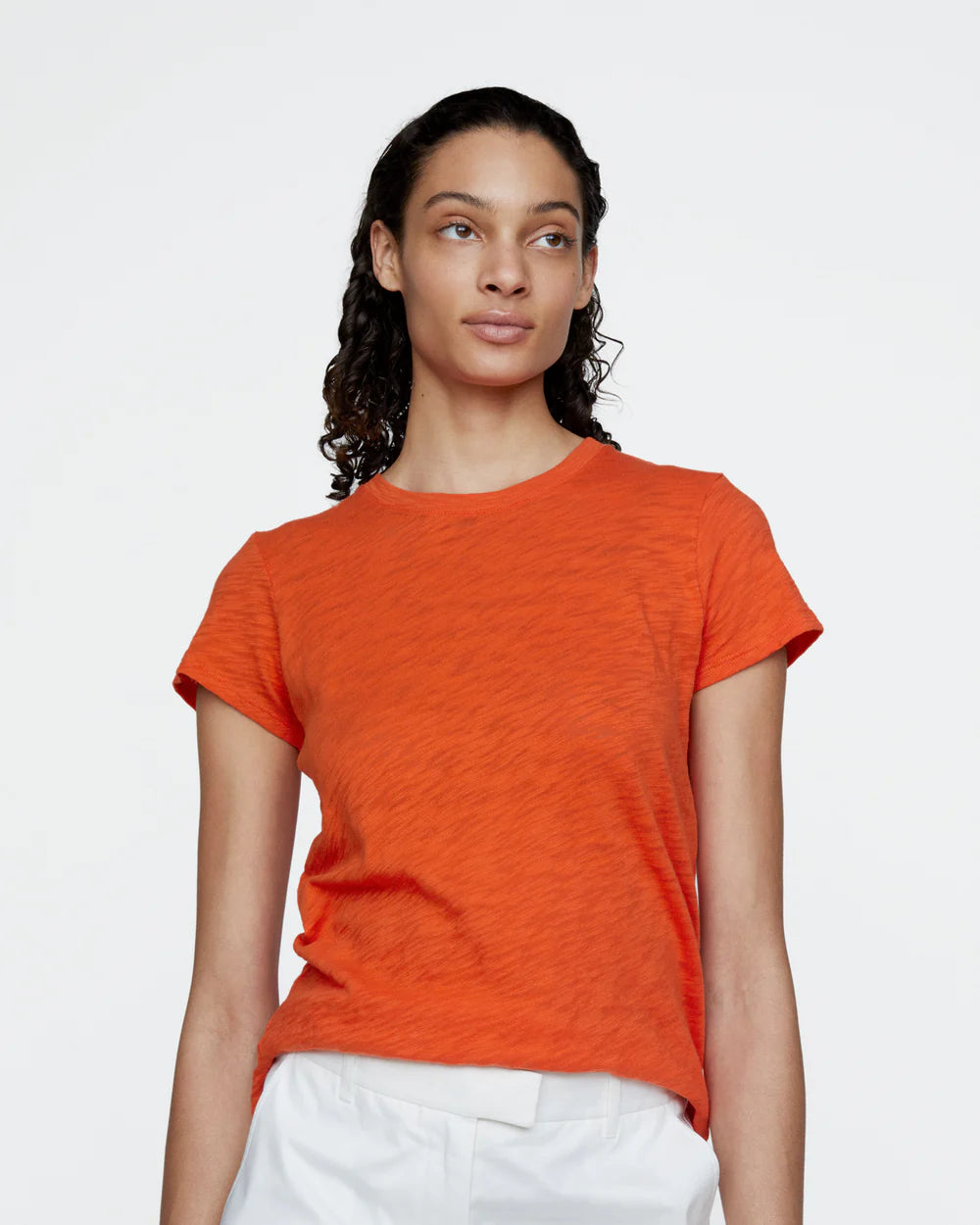 ATM - Cotton Jersey Tee Shirt Round Neck in Tomato Red
