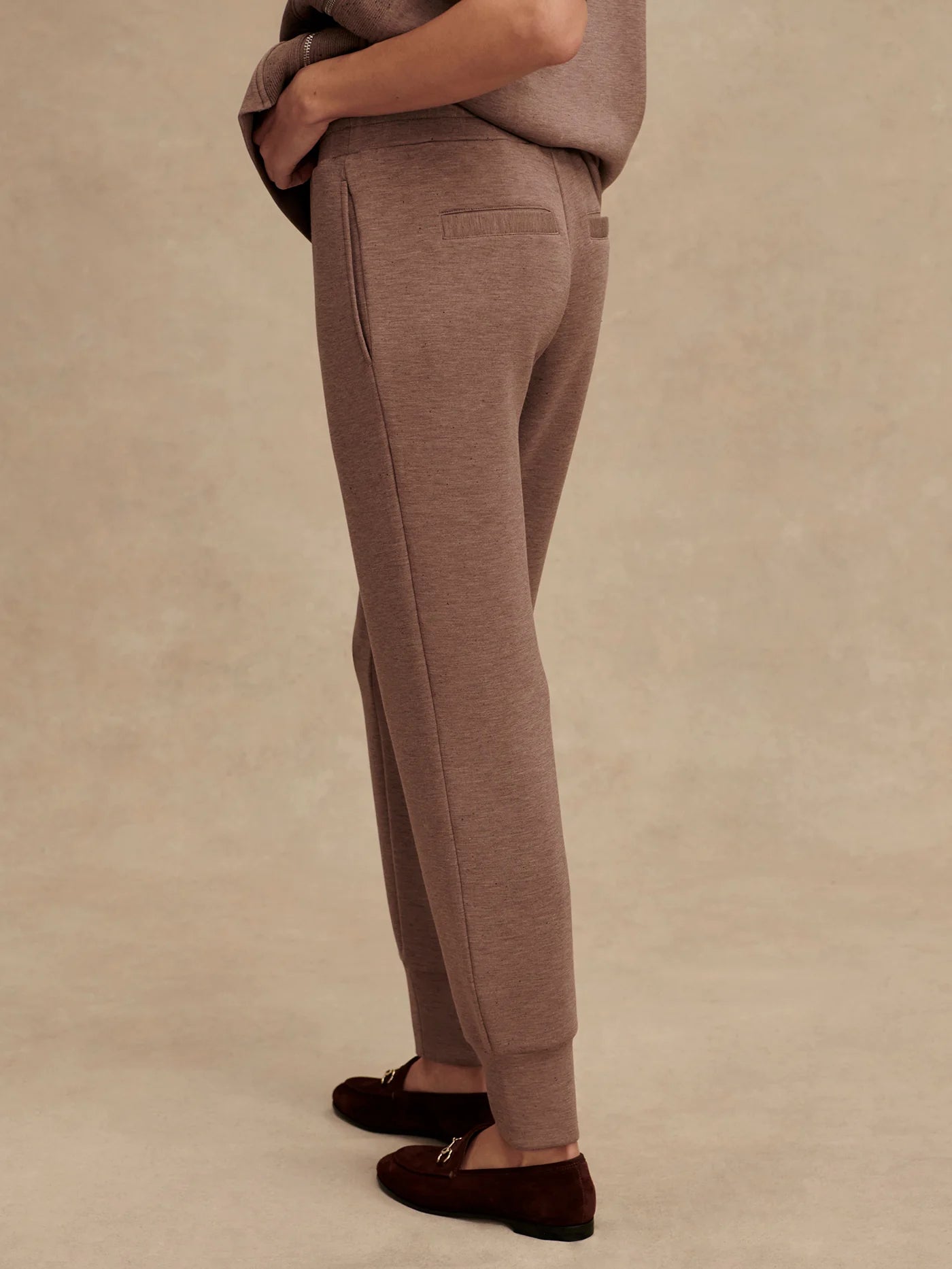Valrley The Slim Cuff Pant 25" in Deep Taupe Marl Fleck