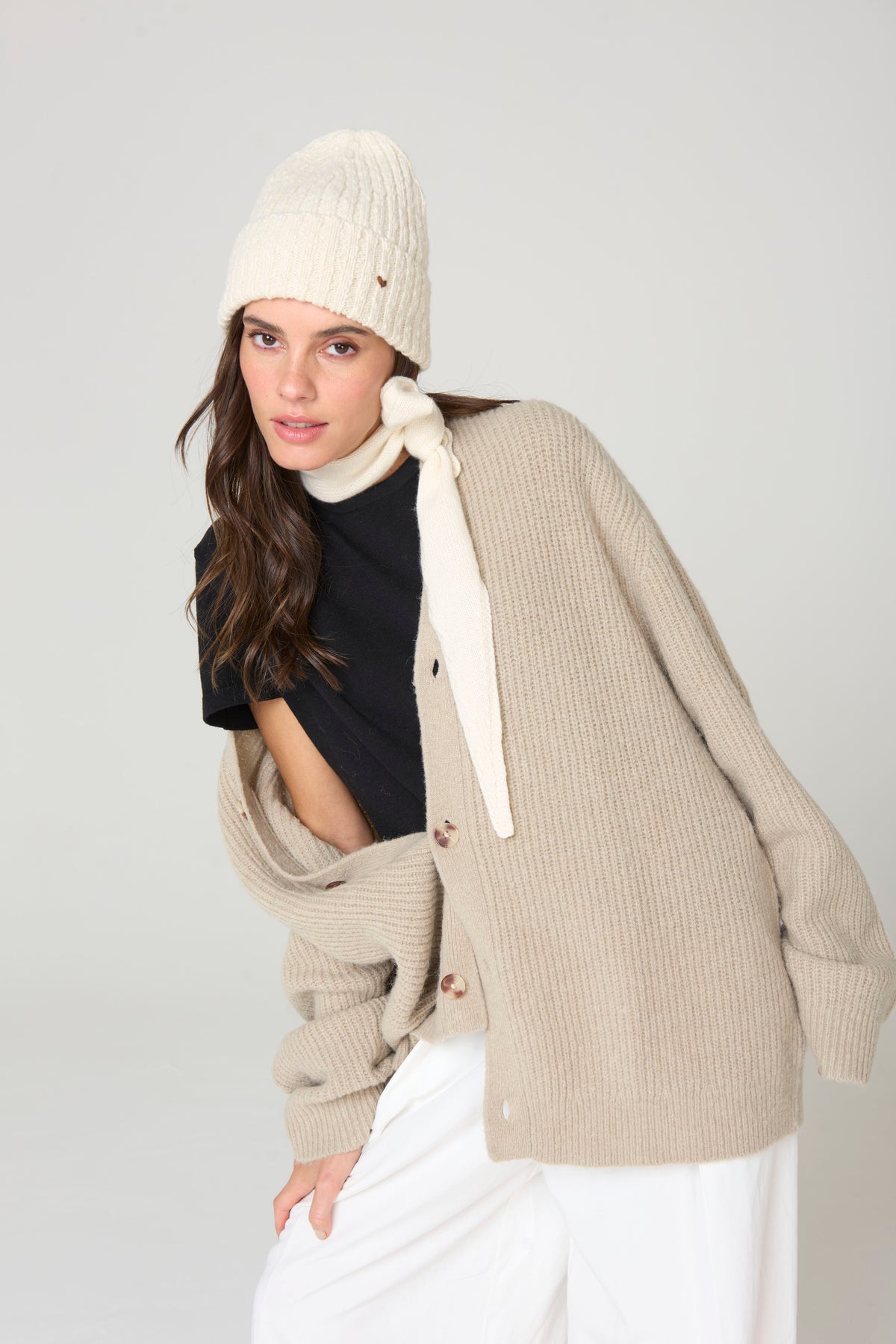 The Rib Beanie – Milk Boucle