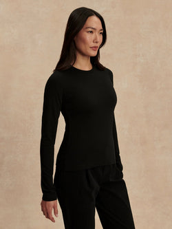 Varley- Edna Long Sleeve Fitted Tee in Black