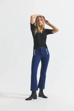 Derek Lam 10 Crosby - Robertson Crop Flare Trouser in Dark Wash