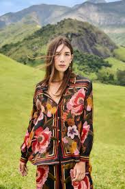 FARM Rio - Chenille Flowers Black Shirt