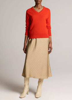 Vince -  Grid Dot Pull On Slip Skirt in Oak Buff Black