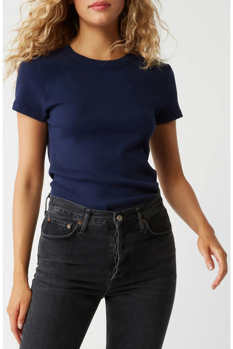 Michael Stars - Solene Boxy High Crew Tee in Nocturnal