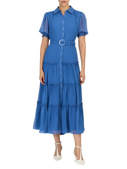 Cinq a Sept - Pindot Midi Halbini Dress in Twilight Bay Ivory