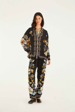 FARM Rio - Snake Floral Black Pajama Shirt in Black