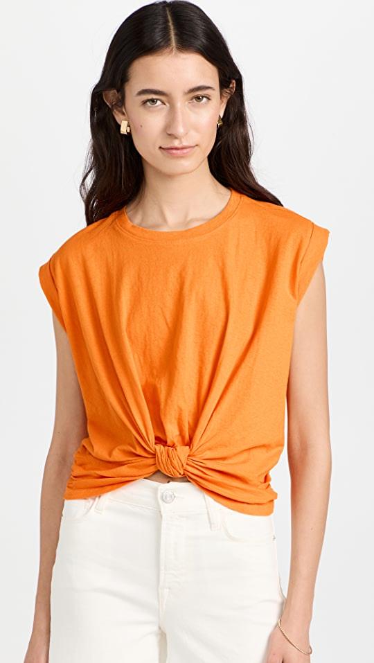 FRAME - Knotted Rolled Tee in Nectarine - Viva O Sol