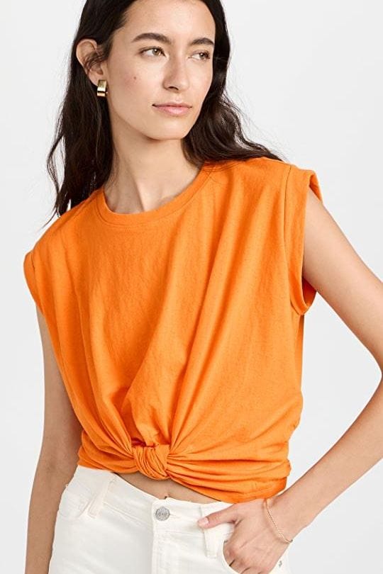 FRAME - Knotted Rolled Tee in Nectarine - Viva O Sol