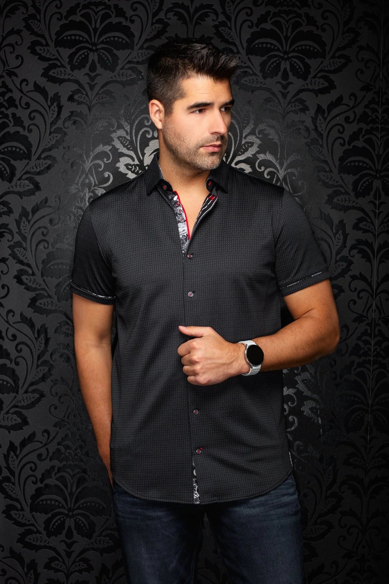Au Noir - Men's Sonoran Stretch Short Sleeve Shirt in Black