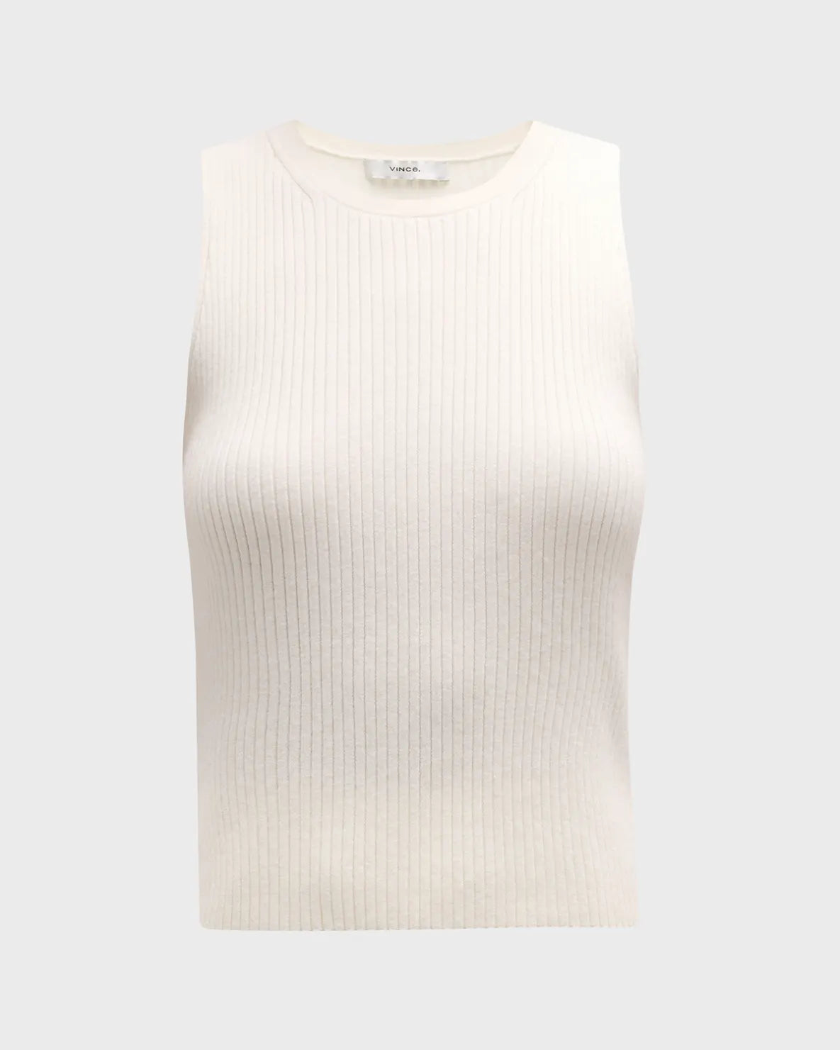 Vince. - Ribbed High Neck Tank in Off White