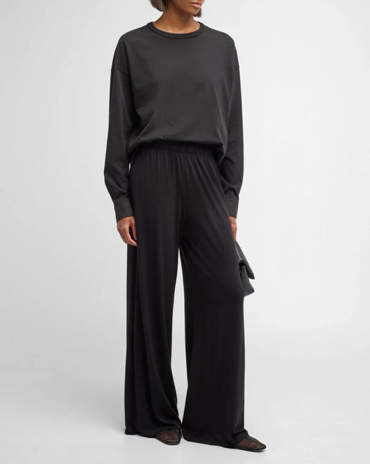 ATM - Matte Jersey Wide Leg Pull-On Pant in Black