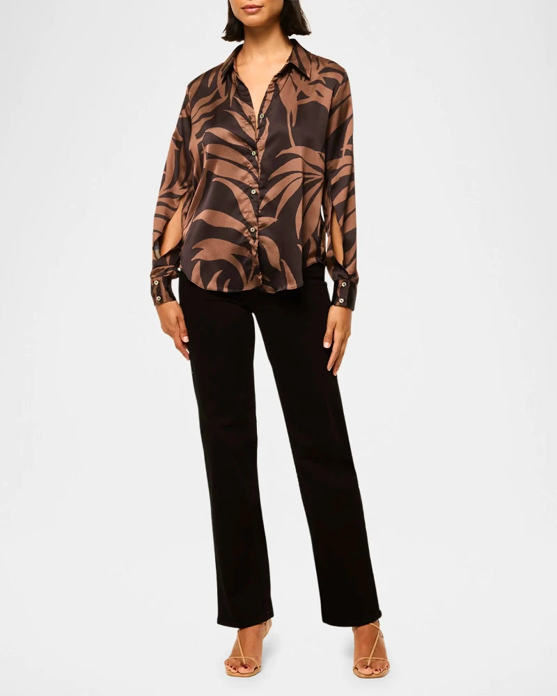 Misa Los Angeles - Roya Top in Palm Frond Satin