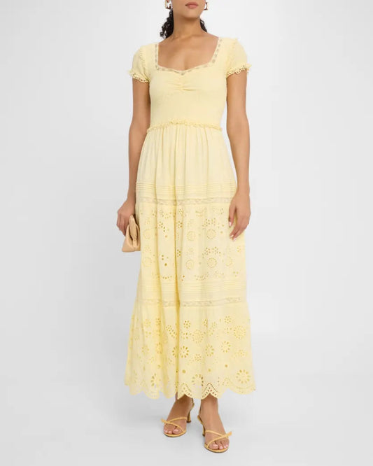LoveShackFancy - Bisolet Dress in Citron