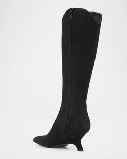SIMKHAI - Shadow Suede Western Knee High Boot in Black