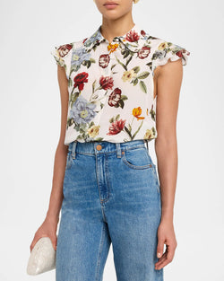alice + olivia - Martel Flutter Sleeve Blouse in Provence Floral