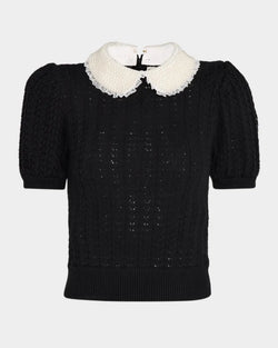 alice + olivia - Chase Puff Sleeve Sweater in Black