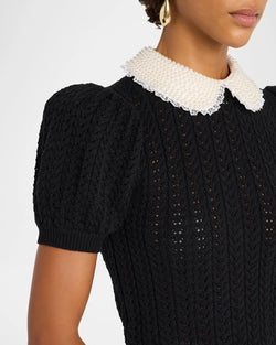 alice + olivia - Chase Puff Sleeve Sweater in Black